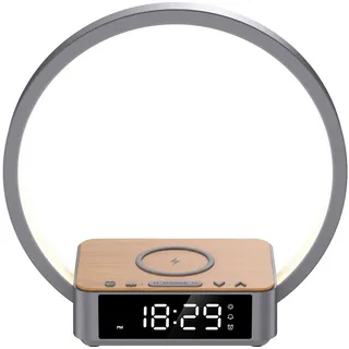 Northpoint Tageslichtwecker mit Wireless Charging LED Schlaftimer Sonnenaufgang Snooze grau