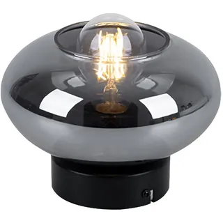Tischlampe Glaskugel Nachttischleuchte rauch Schlafzimmerleuchte Wohnzimmerlampe, 1x E27, DxH 18 x 12,5 cm