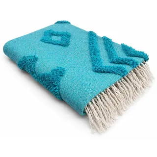 Wohndecke Winter Kuscheldecke mit Fransen » Ibiza Style Wolldecke, VewoTex, 100% Baumwolle » Wohndecke im Boho Style » Couchdecke 130x170cm