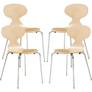 [en.casa] Esszimmerstuhl Kil naturbelassen beige 4er Set