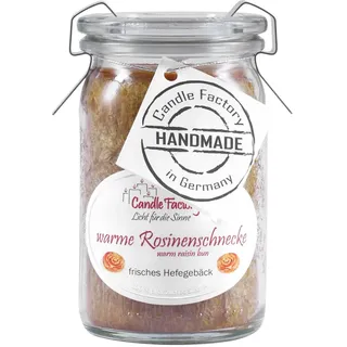 Candle Factory Baby Jumbo Duftkerze aus pflanzlichem Stearin im hitzebeständigen Glas der Marke Weck®, bis zu 24h Brennzeit, Duft: warme Rosinenschnecke