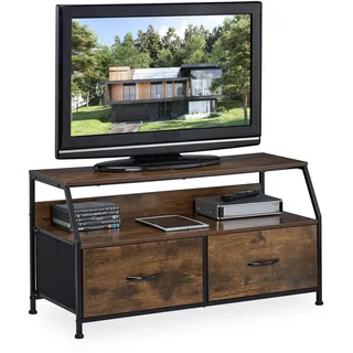 Relaxdays TV Board im Industrial Style 48,5 x 93 x 41,5 cm Braun/Schwarz Holz/Metall