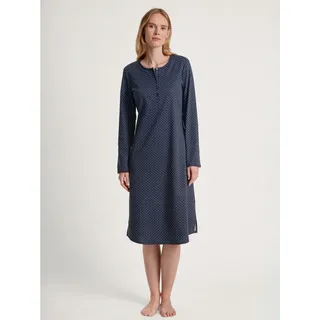 CALIDA Nachthemd Midnight Dreams Knopfleiste, Pure Cotton, Interlock-Qualität, bequem, Langarm blau XS (36/38)