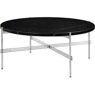 GUBI - TS Couchtisch Ø 80 cm, Stahl poliert / Marmor schwarz
