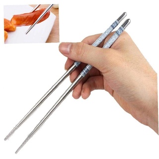 CULER 1 Paar Korean Edelstahl Essstäbchen Länge weiße Blume Laser-Gravur-Muster Futtersticks tragbaren, wiederverwendbaren Chopstick