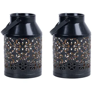 ETC Shop Solarleuchte Metall 10x16 cm 2er Set schwarz