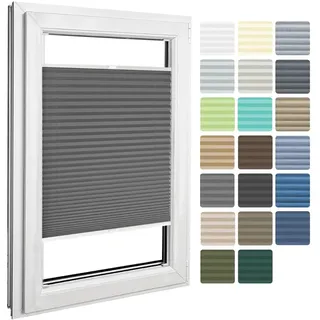 Home-Vision Premium Plissee zum Anschrauben Graphit B125cm x H200cm | Blickdichtes Fensterrollo mit Halterungen zum Bohren in der Glasleiste Sonnenschutz Jalousie für Fenster & Türen
