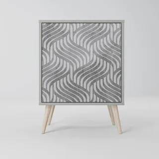 SpaceRebels Sideboard, Grau, Buchenholz, Beton Optik, 1 Fächer, Rechteckig, 57.5x77.5x42 cm, Wohnzimmer, Kommoden & Sideboards, Sideboards