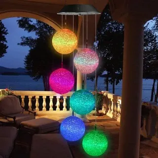 Buntes Solar Windspiel 6 LED Garten Wasserdicht