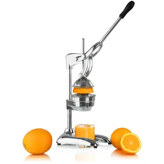 Mahlzeit Edelstahl Saftpresse manuell | Hebel Zitruspresse | Handpresse, Fruchtsaftpresse, Orangenpresse, Zitronenpresse für mehr Saft | Entsafter für Orangen, Zitronen, Limetten (Silber)