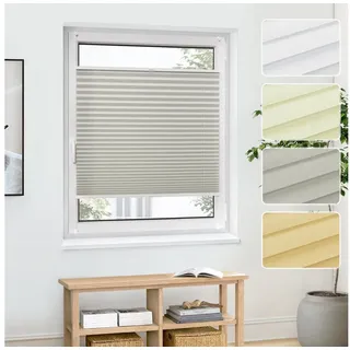 jalousiescout Plissee Pure Premium 55x90cm Grau Klemmfix ohne Bohren, halbtransparent, ohne Bohren, verspannt, Klemmfix, Polyester-Stoff, blickdicht und lichtdurchlässig grau 55 cm x 90 cm