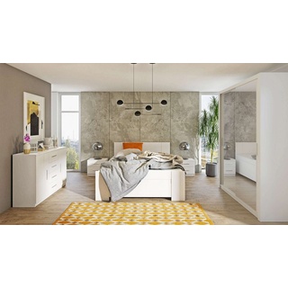 Stylefy Schlafzimmer-Set Mela, (Komplettset, Set (5-St), Design weiß 150 cm