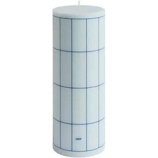 Hay Column Stumpenkerze Candle Large Light blue with blue grid check