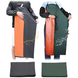 ZHYUAN 2 Stück Wasserdichte Gummi-Vinyl-Schürze, Unisex, Wasserdicht, Ölbeständig, PVC, Chemikalienbeständig, Arbeitsschürze - Einheitsgröße