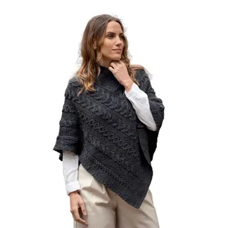 Aran Crafts Damen Irish Soft Zopfstrick Poncho Cape (100% Merinowolle)