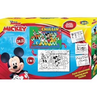 Diakakis Steckpuzzle »2in1 Malpuzzle Mickey Mouse 24-tlg m. Ausmalbilder«, Puzzleteile bunt