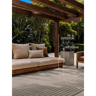 Ted Baker Linley Wendeteppich", grau weiß, B:120cm H:8mm L:170cm, Polypropylen, Teppiche, Teppich, Designteppich, Wetterfest, Pflegeleicht, Modern, Wohnzimmer, Terrasse