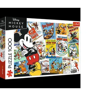 Trefl - Disney Mickey Mouse, In Mickey's World - Puzzle 1000 Elemente - Puzzle mit Disney Märchenfiguren, Retro Collage, Mickey Mouse, Klassisches Puzzle für Erwachsene und Kinder ab 12 Jahren