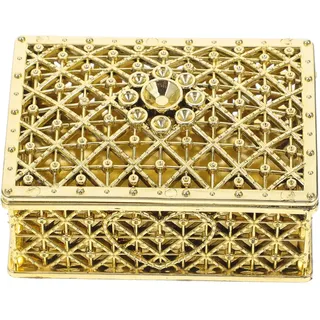 BESTYASH Schmuckkästchen Goldene Schatztruhe Klein Rechteckige Elektroplattierte Schmuckbox Mit Deckel Für Ringe Ohrringe Ketten Vintage Stil Geschenkbox Für Party Und Haushalt