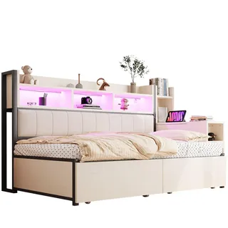 Wishdor Metallbett, Weiß, Holzwerkstoff, Metall, Rechteckig, 90x200 cm, Schlafzimmer, Betten, Metallbetten