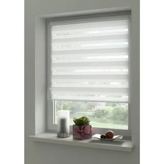 Doppelrollo EASYFIX, Gardinia Exklusiv, transparent, mit Bohren, freihängend, Klemmträger mit Feststellschraube, Rollo vormontiert auf Montageschiene weiß 80 cm x 150 cm
