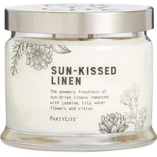 PartyLite Sun-Kissed Linen Duftkerze mit 3 Dochten Jasmin und Zitrusfrüchten