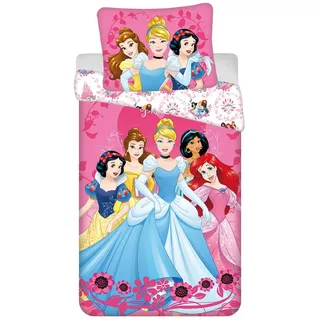 Jerry Fabrics Disney Prinzessinnen Herz Baumwolle Bunt 140 x 200 cm + 70 x 90 cm