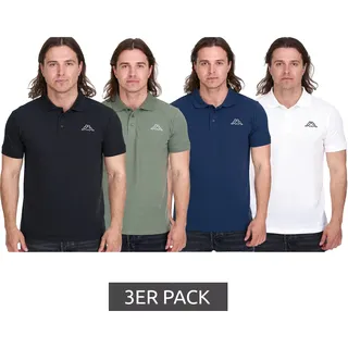 3er Pack Kappa Herren Baumwoll-Polo mit kleiner Stickerei Polo-Hemd Polo-Shirt Kurzarm-Shirt Pique-Strick Sparpack 303173NC Weiß, Schwarz, Dunkelblau oder Grün - S