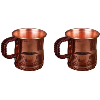 Giwnhvx 2 x handgefertigter -Milchbecher aus reinem Kupfer, gewebter , verdickter Moscow Water Mule, 400 ml Frühstückstasse