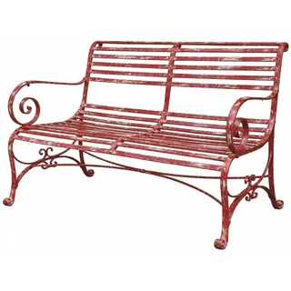 Casa Padrino Jugendstil Schmiedeeisen Gartenbank Antik Rot 120 cm - Garten Möbel