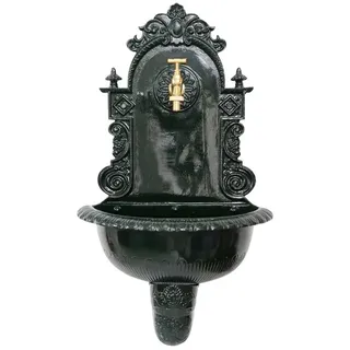 Aubaho Dekoobjekt Brunnen 72cm Wandbrunnen grün Alu Waschbecken im Nostalgie Antik-Stil grün