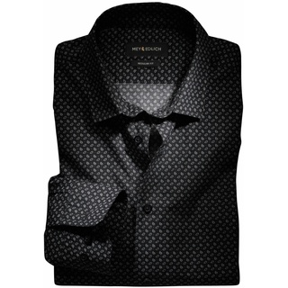 Mey & Edlich Herren Hemd Paisley-Printhemd Langarm schwarz 44 - 44