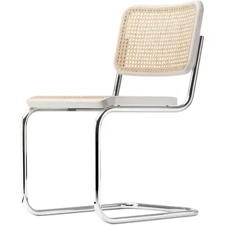 Thonet - S 32 V Stuhl, Chrom / Buche weiß lasiert (TP 200) / Rohrgeflecht mit Kunststoffstützgewebe