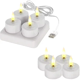 Spetebo LED Teelicht warm weiß wiederaufladbar mit Ladestation - 8er Set - Künstliche Kerzen mit Flackereffekt Akku betrieben - Deko Licht für Weihnachten Advent Hochzeit Geburtstag Kerze flammenlos