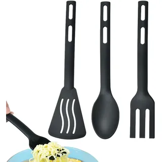 Küchenutensilien – 3-teiliges kratzfestes Küchenutensilien-Set, hitzebeständiger Pfannenwender mit Schlitzen, tragbarer Nylon-Kochlöffel, Schlitzwender für Zuhause, Reisen, Camping