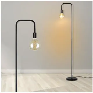ZMH Stehlampe Schwarz Retro Industrial Lampe Vintage mit Fußschalter E27, ohne Leuchtmittel, Moderne minimalistische Leselampe x Montage ist erforderlich schwarz