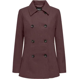 Kurzmantel ONLY "ONLBLAKE PEACOAT CC OTW", Damen, Gr. M, braun (decadent chocolate detail:melange), Web, Obermaterial: 100% Polyester, meliert, hüftbedeckend, Mäntel Kurzmantel, Kunstfaser