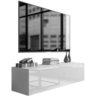 Lookway Hängeschrank, Weiß Hochglanz, Holzwerkstoff, Uni, Rechteckig, 150x36x40 cm, Wohnzimmer, Wohnwände, Lowboards, Lowboards stehend