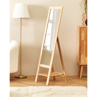 Stehspiegel mit Ablage Holz hellbraun rechteckig 40 x 145 cm LUISANT