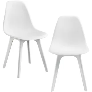 [en.casa] Esszimmerstuhl Brevik Kunststoff Weiß 2er Set