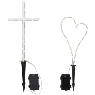 Grab-Deko KREUZ & HERZ, Batterie, Timer, IP44