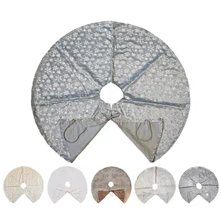 JACK Kuschlige Christbaumdecke Rund Ø 90cm Weihnachtsbaumdecke Weihnachtsbaum Decke Tannenbaum Unterlage, Farbe:Silber/Schneeflocke