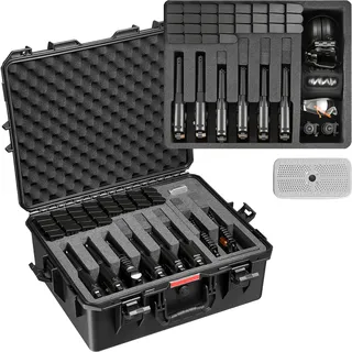 VEVOR Hartschalenkoffer für 8 Pistolen, Pistolenkoffer mit XPE-Schaumstoffeinlage 556x455x225 mm, Wasserdichter Kurzwaffenkoffer mit Anpassbarem Innenraum & Tragegriff, für Pistole Objektive Kamera