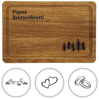 HOFMEISTER® Schneidebrett Eiche personalisiert mit Gravur, 30 x 20 x 2 cm – massives Holzbrett mit Wunschtext und Motiv – Geschenk für Männer, Hochzeit und Geburtstag