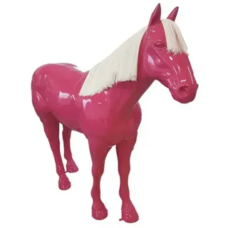 Xlmoebel Dekofigur Skulptur Pferd lebensgroß Design Figur Kunststoff 190x240cm Rot (190x240cm), Made in Europa rosa