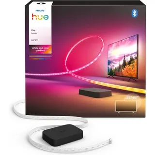 Philips Hue LED-Streifen Play Sync Box Set (Play Gradient 65"o. 85" Lightstrip+Sync Box 4K), White & Color Ambiance, RGBWWIC, präzise Farben, steuerbar per App schwarz 1,45 cm x 3,5 m