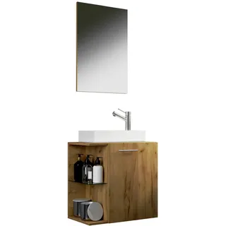 Mid.you Gästebad VCM Hausa, Honigeiche, Holzwerkstoff, 52 cm, hängend, Badezimmer, Gäste-WC