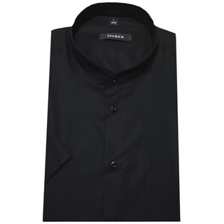 Huber Hemden Kurzarmhemd HU-0125 Stehkragen, Kurzarm, Regular Fit - gerader Schnitt, Made in EU! schwarz 6XL (53-54)