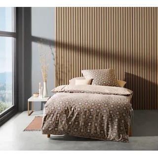 fleuresse Bettwäsche Fleuresse Aspen Biber Bettwäsche 155x220 Karo Wende braun beige 434555, Feinbiber, 2 teilig, für den Winter braun