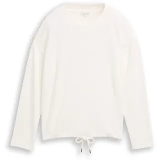 TOM TAILOR Damen Loose Fit Sweatshirt, weiß, Uni, Gr. XXXL